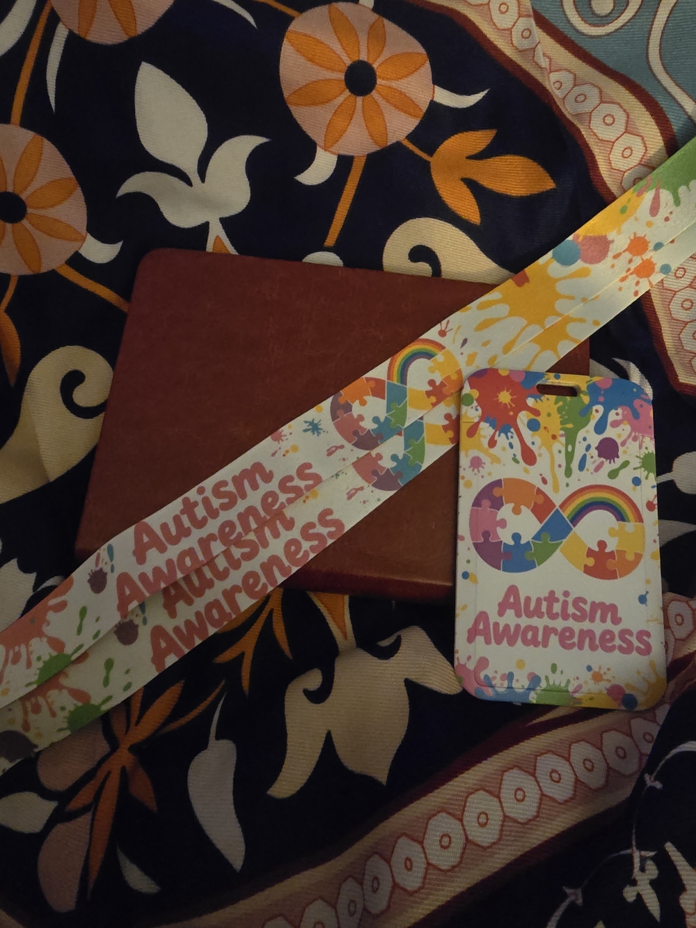 Autism Awareness Kids Lanyard and ID Holder - Colorful Puzzle Heart Design